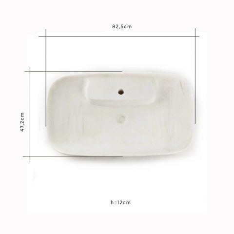 Umywalka marmurowa z białego marmuru bianco glacier white w rozmiarze 47,2/82,5/12 cm, wykończenie polerowane