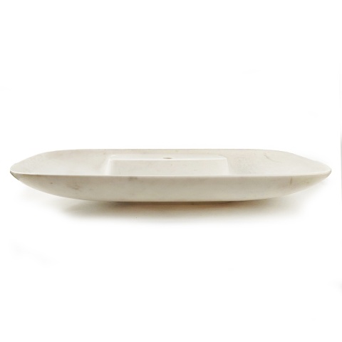 Umywalka marmurowa z białego marmuru bianco glacier white w rozmiarze 47,2/82,5/12 cm, wykończenie polerowane