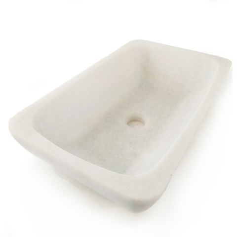 Umywalka marmurowa z białego marmuru bianco neve w rozmiarze 12/30/50 cm, wykończenie satynowe