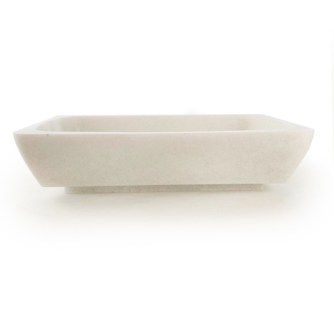 Umywalka marmurowa z białego marmuru bianco neve w rozmiarze 12/30/50 cm, wykończenie satynowe