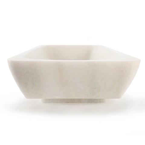 Umywalka marmurowa z białego marmuru bianco neve w rozmiarze 12/30/50 cm, wykończenie satynowe