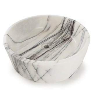 Umywalka marmurowa z białego marmuru lilac w rozmiarze 40,6/40,6/12,7 cm, wykończenie polerowane