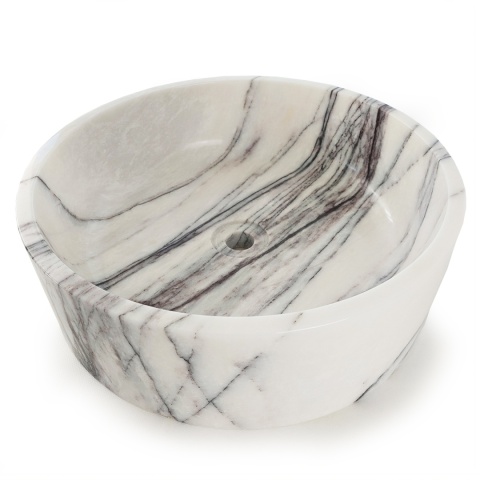 Umywalka marmurowa z białego marmuru lilac w rozmiarze 40,6/40,6/12,7 cm, wykończenie polerowane