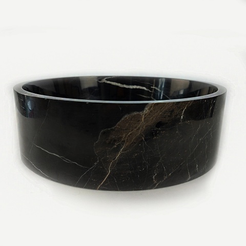 Umywalka marmurowa z czarnego marmuru black silk w rozmiarze 40,6/40,6/12,7 cm, wykończenie polerowane