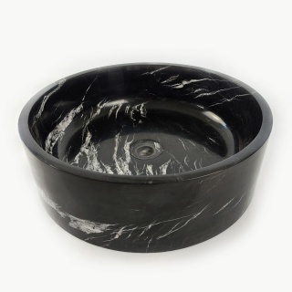 Umywalka marmurowa z marmuru czarnego black silk w rozmiarze 40,6/40,6/12,7 cm, wykończenie polerowane