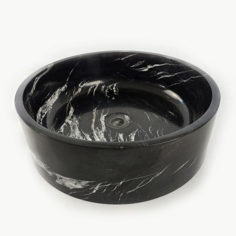 Umywalka marmurowa z marmuru czarnego black silk w rozmiarze 40,6/40,6/12,7 cm, wykończenie polerowane