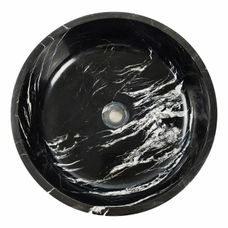 Umywalka marmurowa z marmuru czarnego black silk w rozmiarze 40,6/40,6/12,7 cm, wykończenie polerowane
