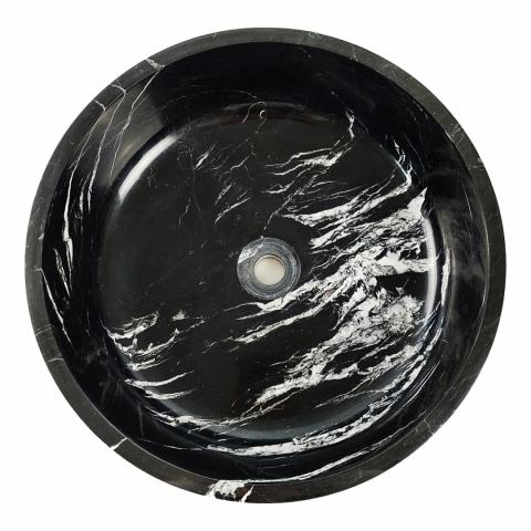 Umywalka marmurowa z marmuru czarnego black silk w rozmiarze 40,6/40,6/12,7 cm, wykończenie polerowane