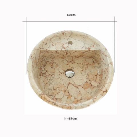 Umywalka marmurowa z różowego marmuru Sakura w rozmiarze 50/50/85 cm, wykończenie polerowane