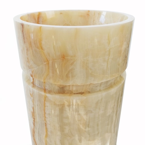 Umywalka onyksowa z białego onyksu white w rozmiarze 40/40/90 cm, wykończenie polerowane