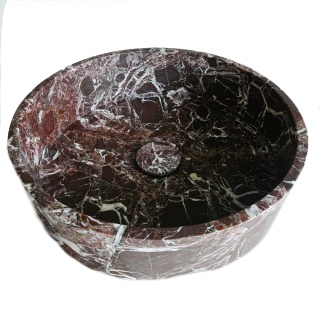 Marmurowa umywalka Rosso Levanto, 42/16,2 cm satynowa