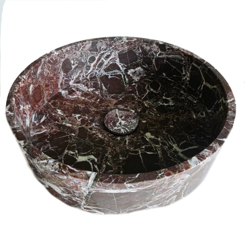 Marmurowa umywalka Rosso Levanto, 42/16,2 cm satynowa