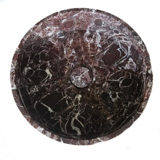 Marmurowa umywalka Rosso Levanto, 42/16,2 cm satynowa