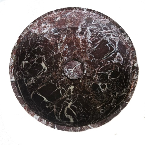 Marmurowa umywalka Rosso Levanto, 42/16,2 cm satynowa