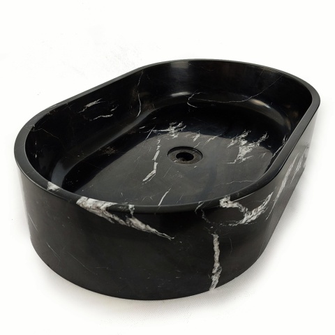 Marmurowa umywalka black silk, 38/61/12,7 cm polerowana