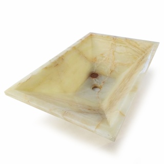 Onyksowa umywalka z onyksu honey w tonacji brązów, w rozmiarze 86,3/41,8/15,2 cm, w wykończeniu polerowanym