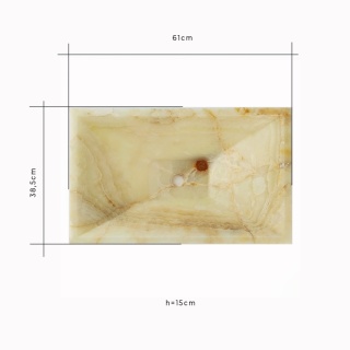 Onyksowa umywalka z onyksu honey w tonacji brązów, w rozmiarze 86,3/41,8/15,2 cm, w wykończeniu polerowanym