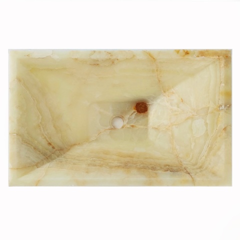 Onyksowa umywalka z onyksu honey w tonacji brązów, w rozmiarze 86,3/41,8/15,2 cm, w wykończeniu polerowanym