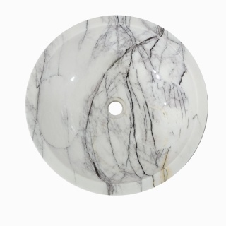 Umywalka marmurowa z białego marmuru Lilac w rozmiarze 40/40/15 cm, wykończenie polerowane
