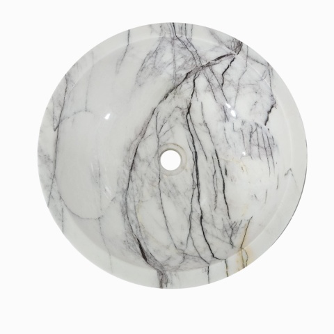 Umywalka marmurowa z białego marmuru Lilac w rozmiarze 40/40/15 cm, wykończenie polerowane