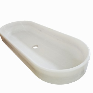 Umywalka marmurowa z białego marmuru Snow White w rozmiarze 104x42x13 cm satyna