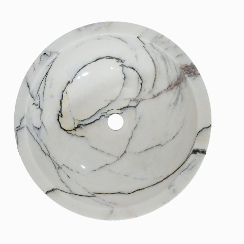Umywalka marmurowa z białego marmuru lilac w rozmiarze 40/40/15 cm, wykończenie polerowane