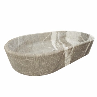 Umywalka marmurowa z szarego marmuru Nordic Grey w rozmiarze 16x42x70 cm , satyna