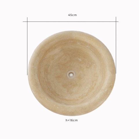 Umywalka trawertynowa Classic Light L ø 45/16 cm satynowa