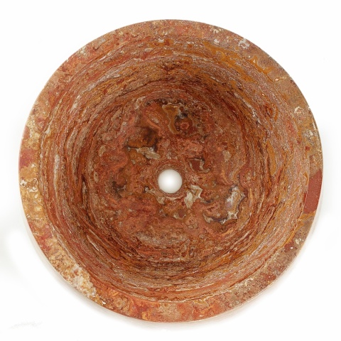 Umywalka trawertynowa bordeaux ø 44/21 cm satynowe