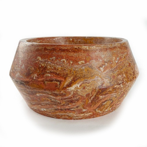 Umywalka trawertynowa bordeaux ø 44/21 cm satynowe