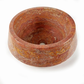 Umywalka trawertynowa bordeaux w rozmiarze ø 44/21 cm polerowane