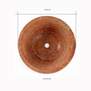 Umywalka trawertynowa bordeaux w rozmiarze ø 44/21 cm polerowane